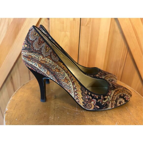 Cami high heels dress shoes Fabric upper leather Sole 8.5B - Picture 1 of 7